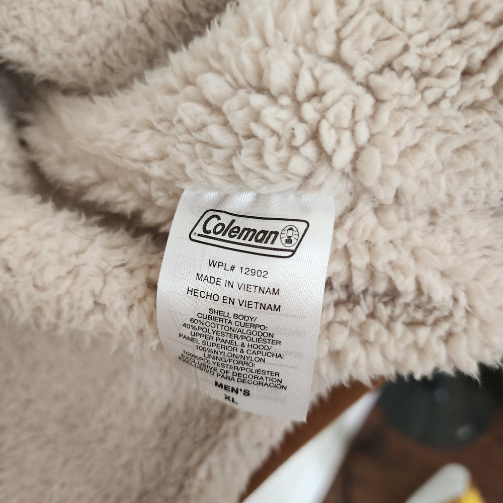 Coleman Mens Brown Sherpa Lined Full Zip Hoodie Jacket XL Mixed Media Outdoor - Picture 9 of 9